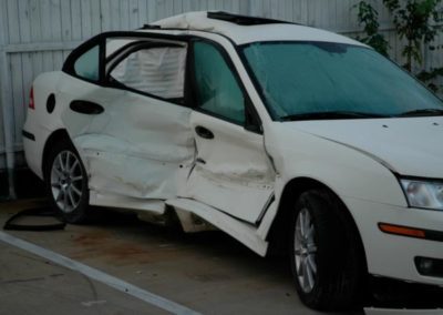 White Wrecked car